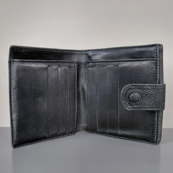 CHANEL Black Textured Leather Wallet